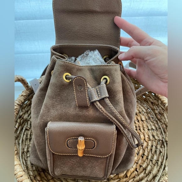 🤎 Gucci Bamboo Suede Backpack 🤎 - Picture 2 of 13